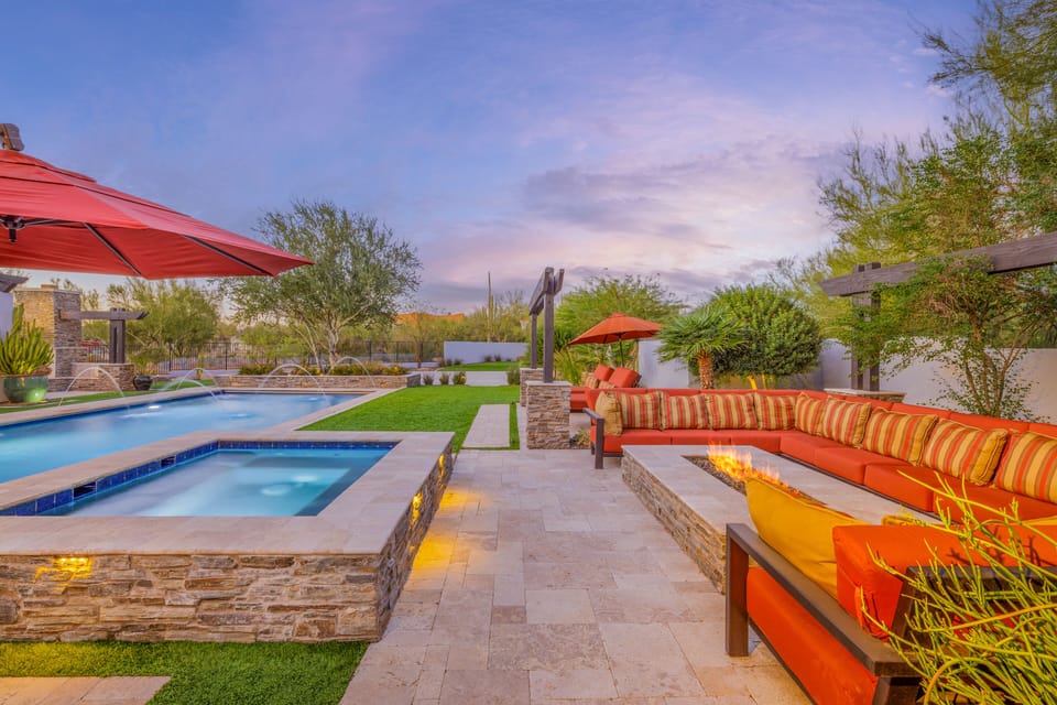 Relax in the hot tub or around the outdoor fire pit.