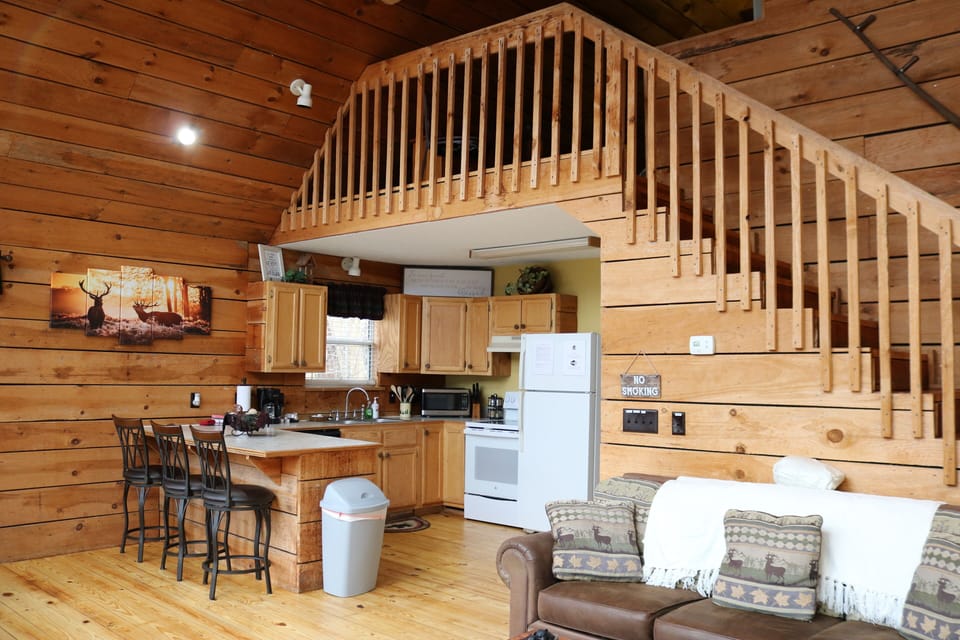 Stairs up to the loft bedroom