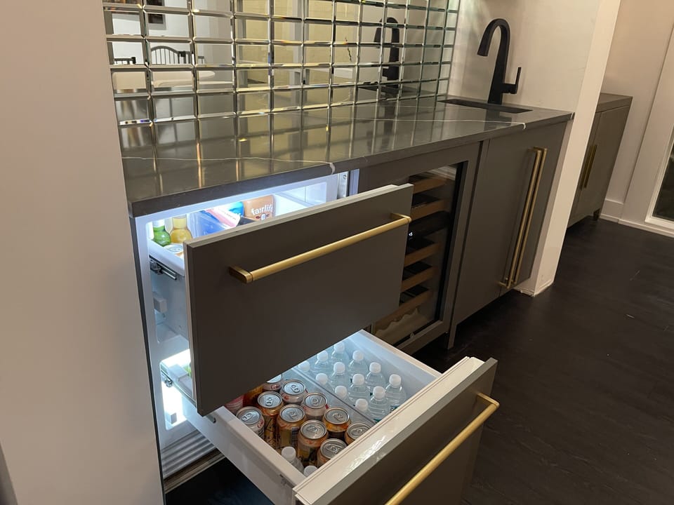 Sub Zero dual refrigerator draws, wine chiller and ice maker