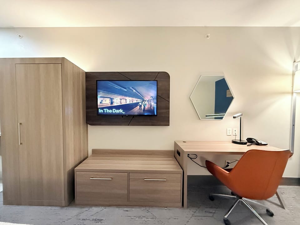 Desk, blackout drapes, iron/ironing board, free WiFi