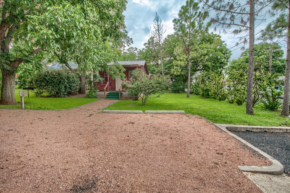 Driveway in front of cabin