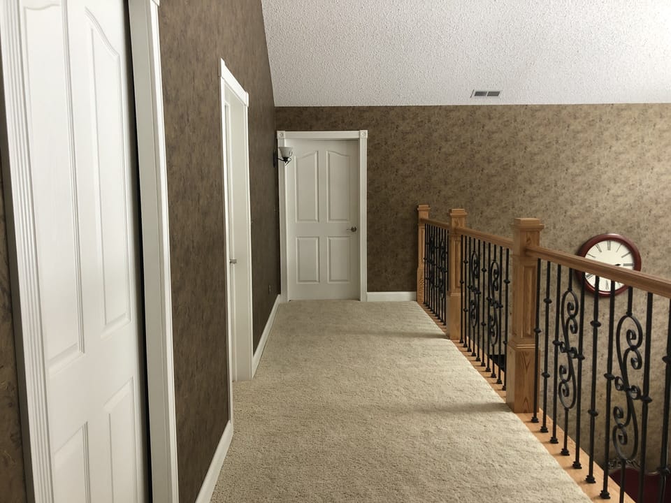 Very wide upstairs hallway.  