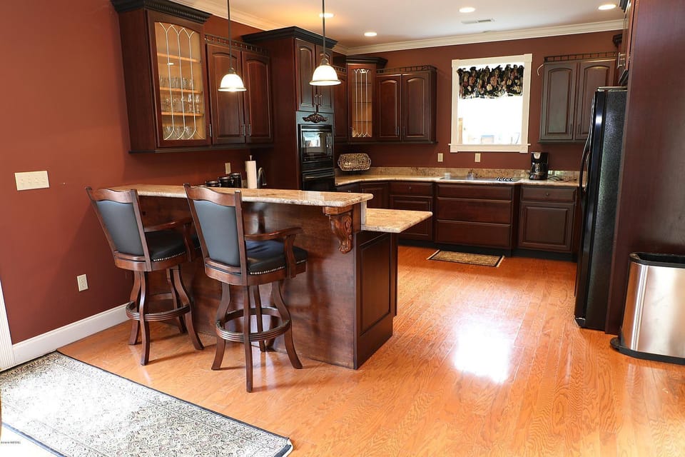 View of kitchen from dining room.