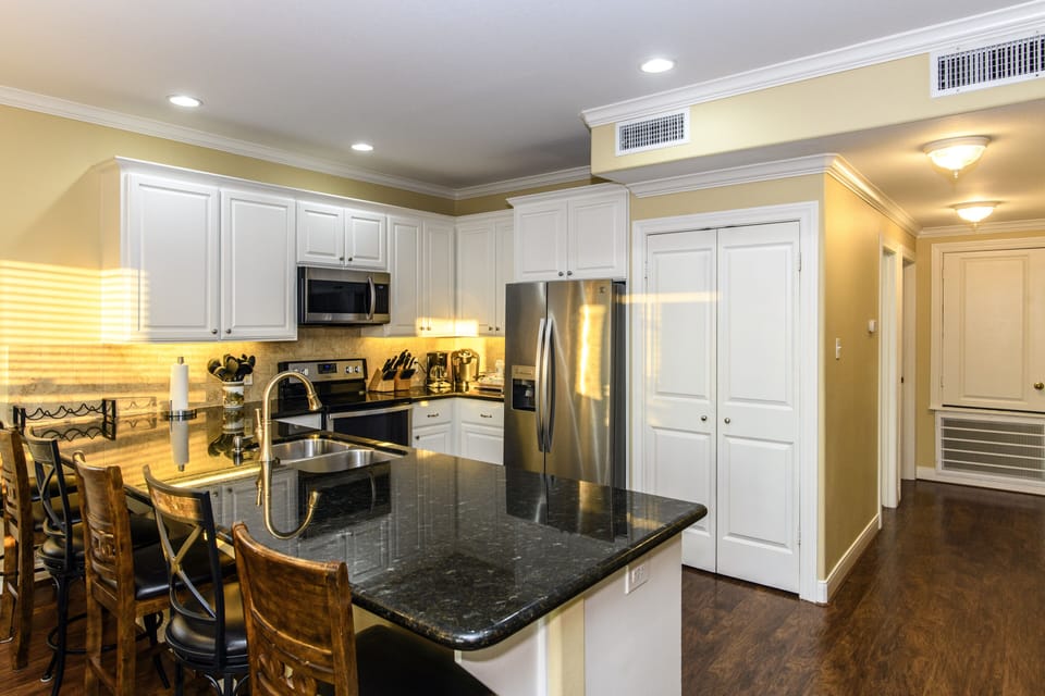 Spacious - well stocked kitchen.  