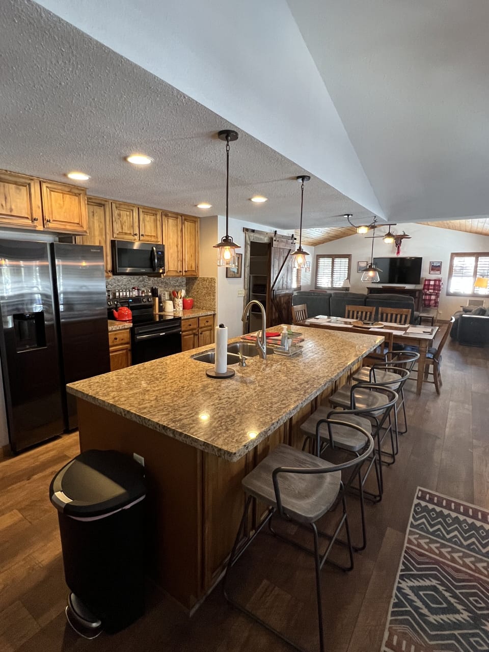 Kitchen with breakfast bar and new appliances