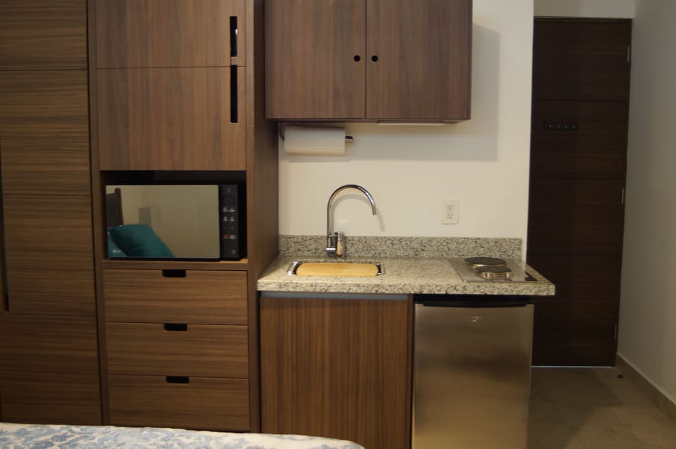 Lock off unit kitchen . Stove top, convection/ microwave oven. 