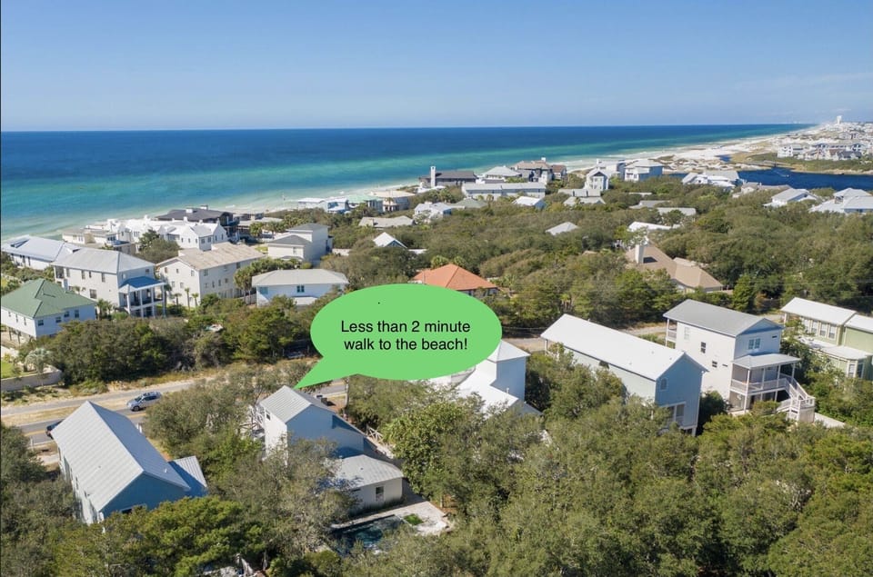 Less than a 2 min walk to beach. No crowded shuttle or LONG drive to the beach!