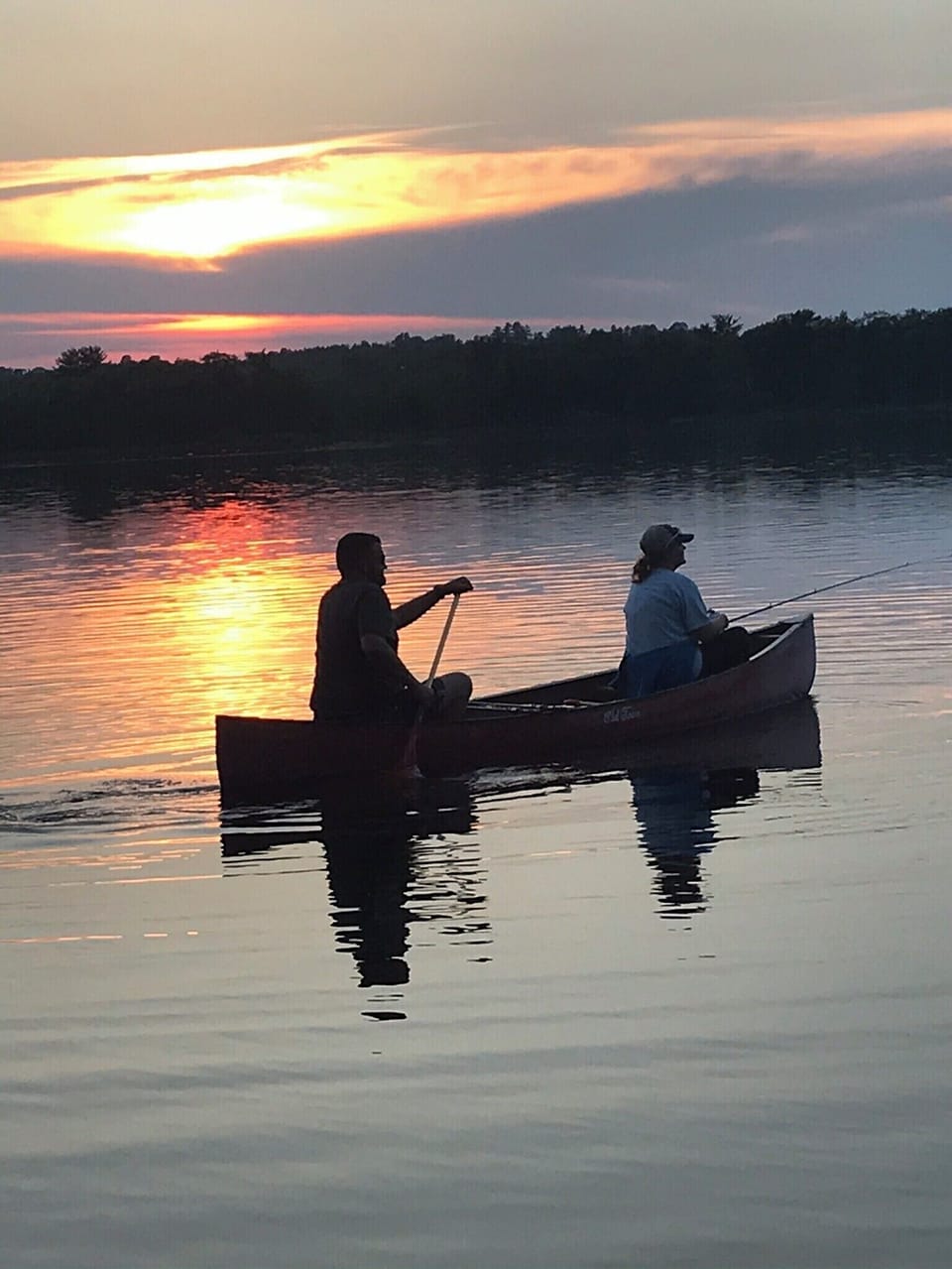 Time for fishing at dusk.
