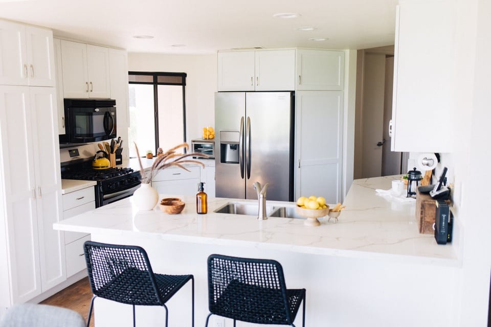 Fully stocked kitchen with all the cookware you need to cook a full meal.