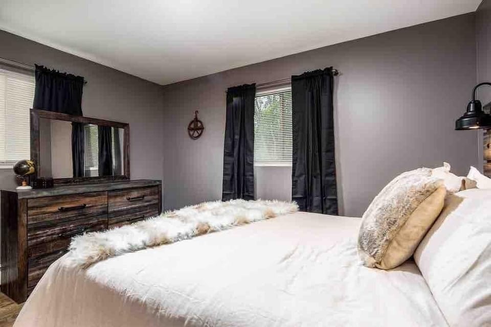 Bedroom, dresser and mirror