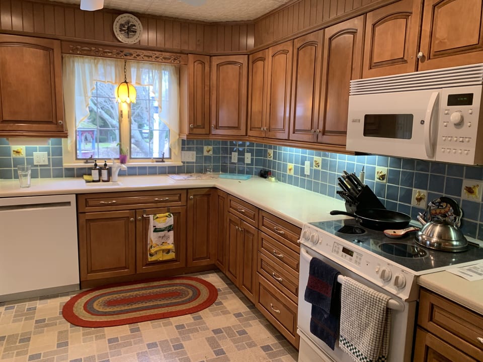The immaculate Kitchen boasts every thing that a cook needs.
