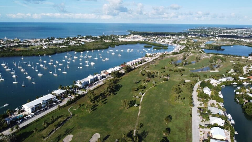Aerial view of the golf course and Boot Key right across the street 