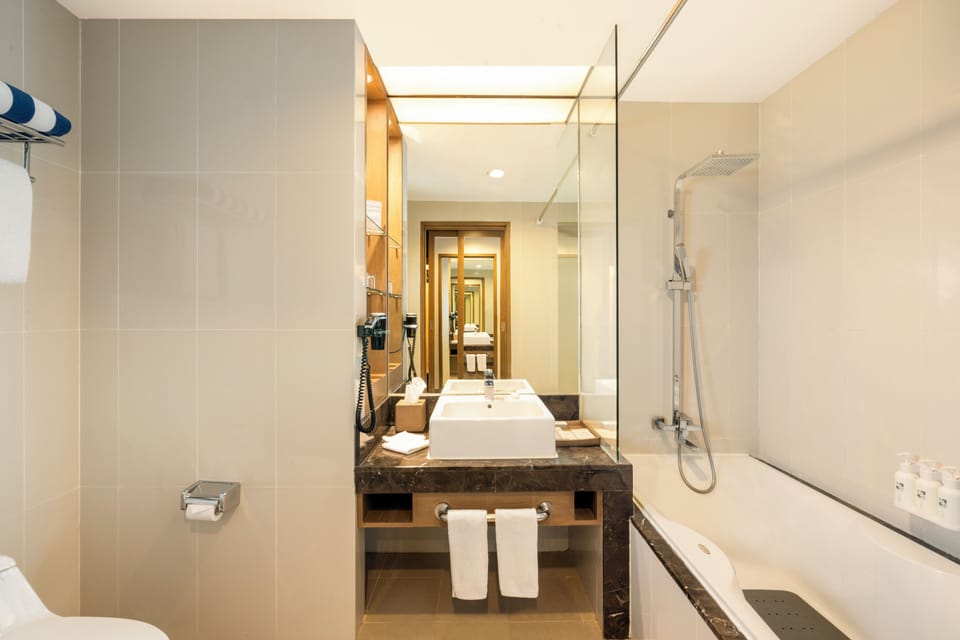 Shower, free toiletries, hair dryer (on request), slippers