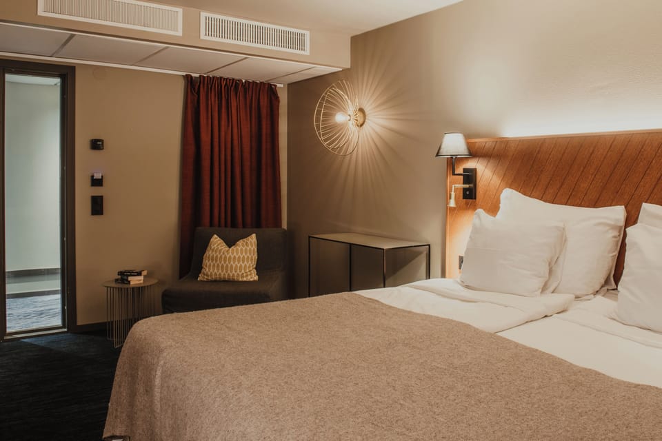 Double Room, No Windows (Compact) | Desk, laptop workspace, iron/ironing board, bed sheets