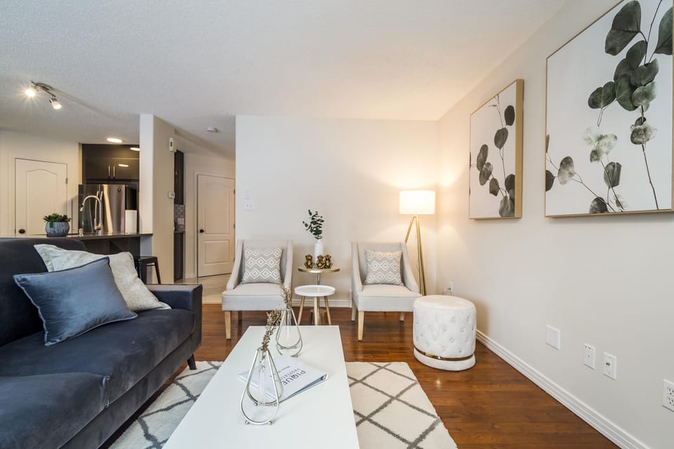 Enjoy great conversation when you visit the seating area of the living room.