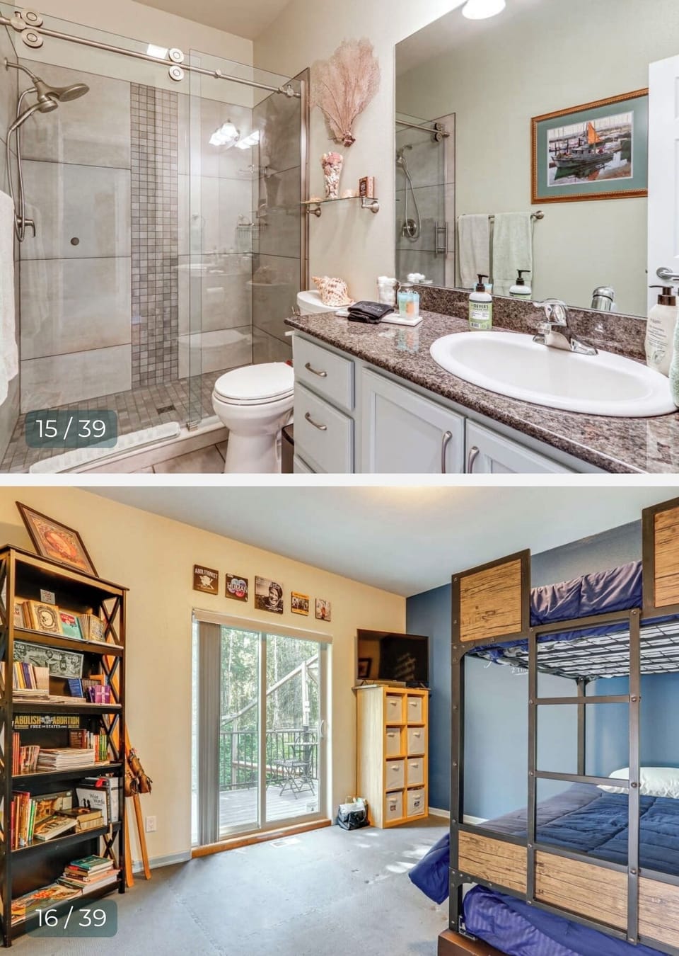 Spare bath main floor hallway. 
Across from bedroom one and bedroom two