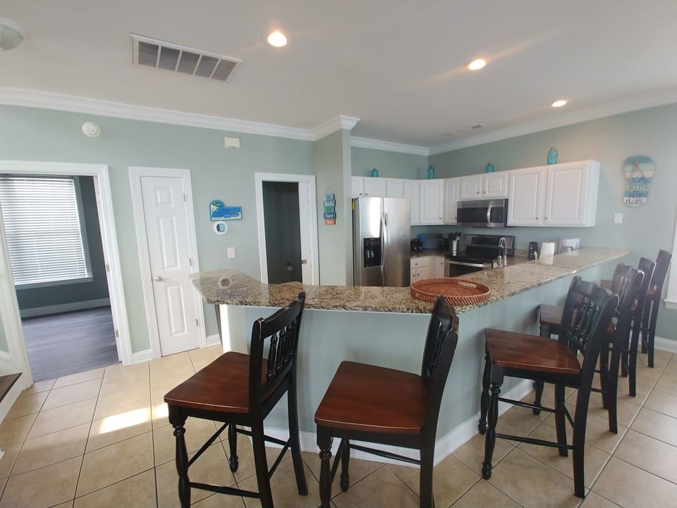 Breakfast bar with granite countertops