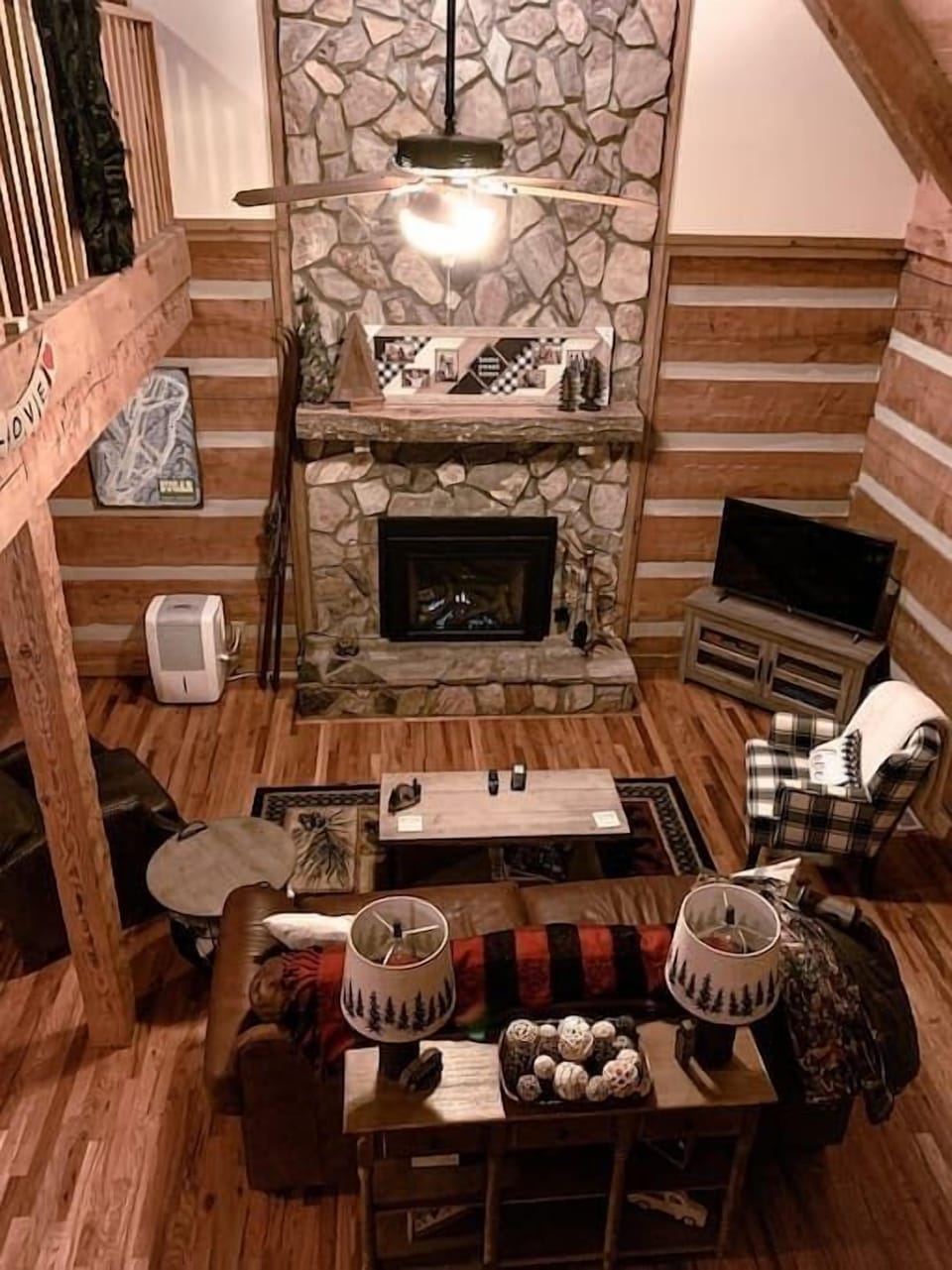 View of living room from loft.