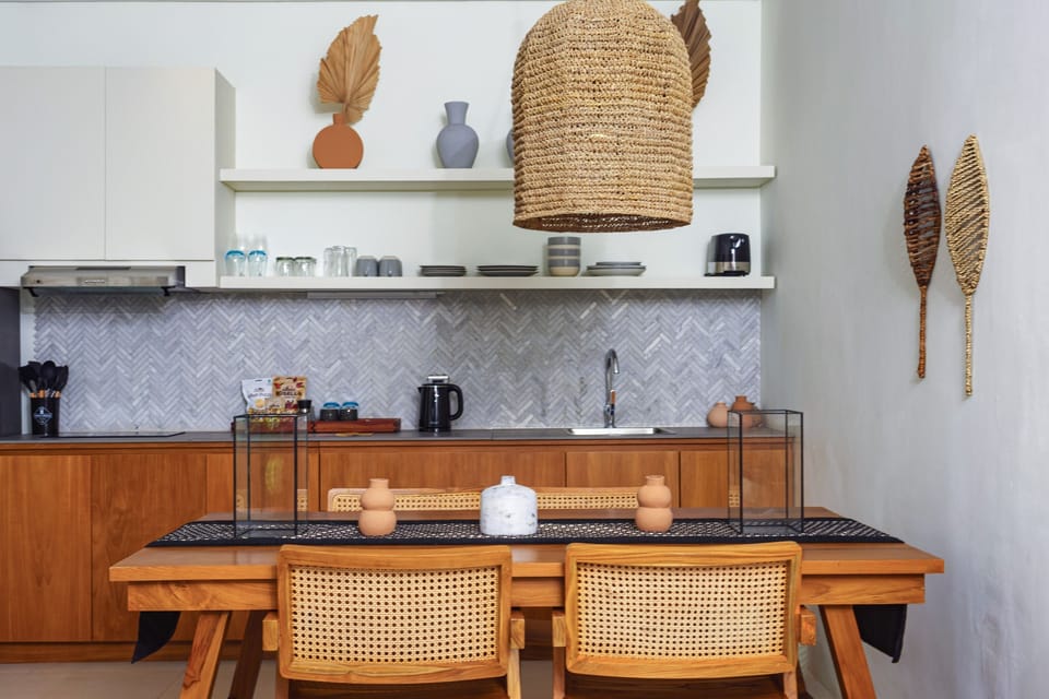 One-Bedroom Pool Villa | Private kitchen | Coffee/tea maker, mini-fridge, electric kettle, paper towels