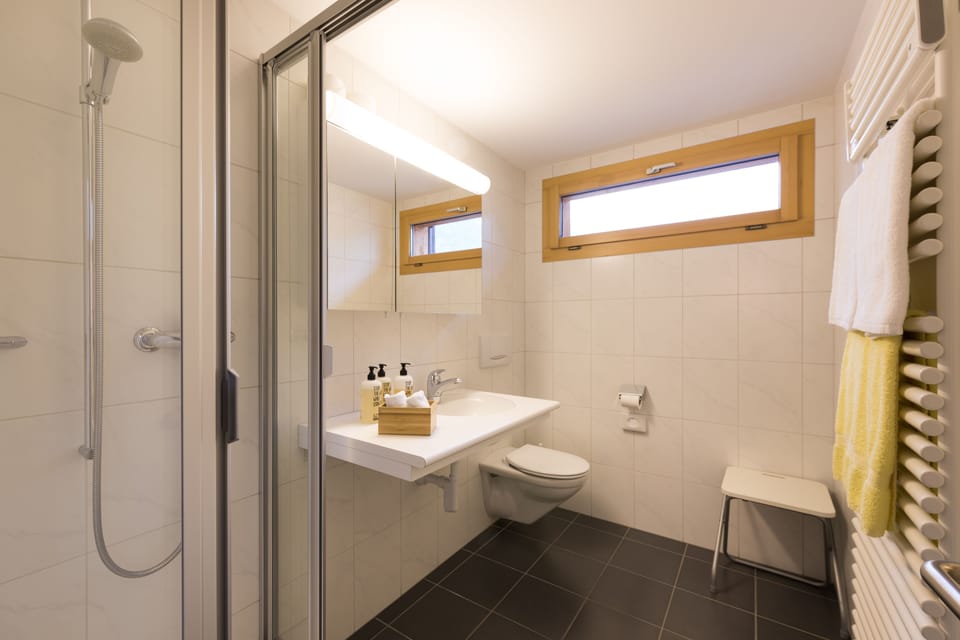 Chalet Double Room South | Bathroom | Shower, towels