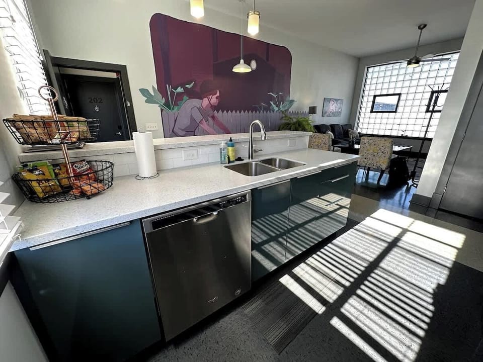 Spacious kitchen with full amenities and natural light