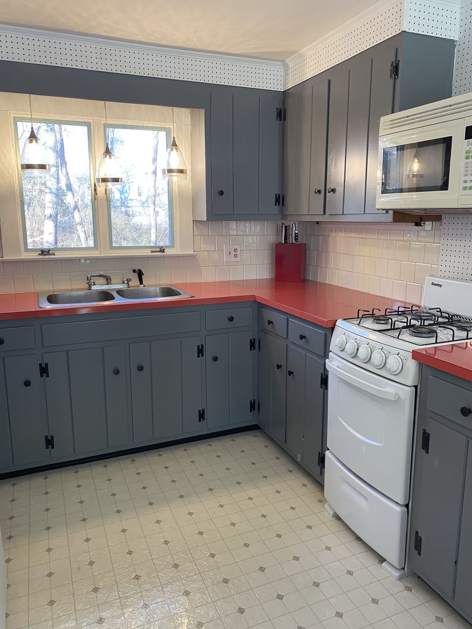 Kitchen with full size refrigerator 