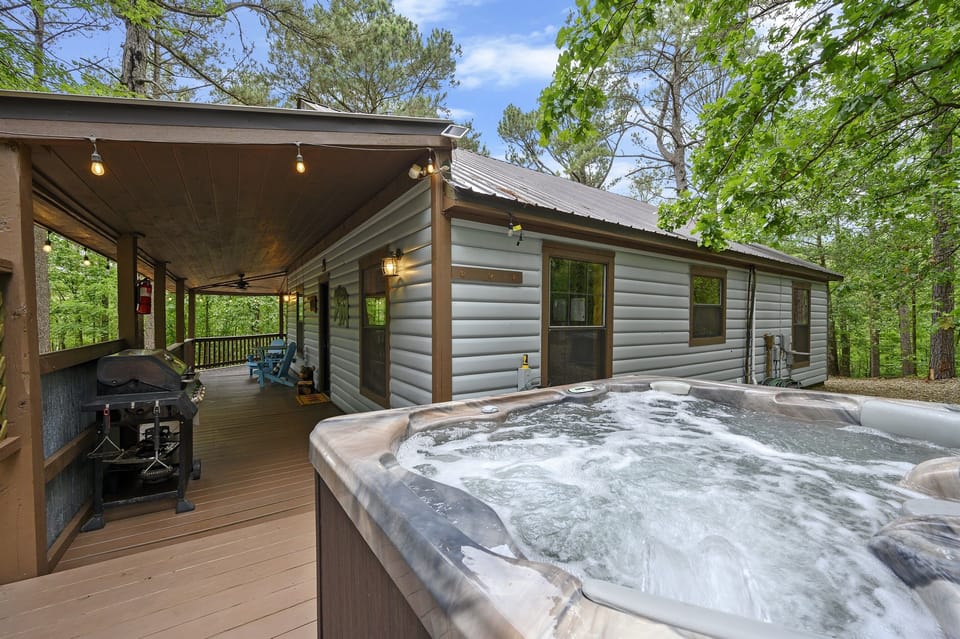 Enjoy the private hot tub and gaze at the stars