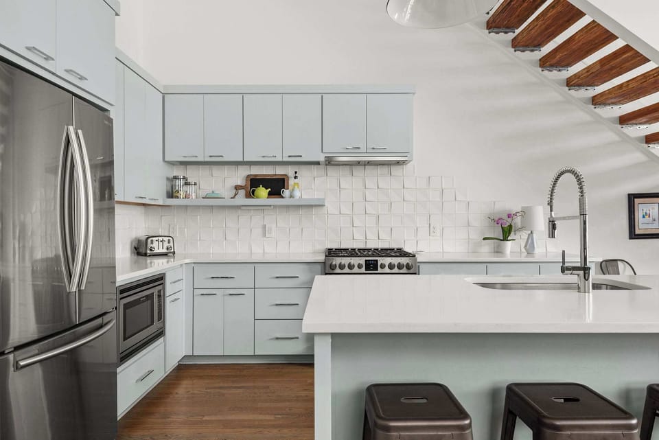 The chef's kitchen is fully equipped with a blender and all bakeware needed to prepare a 5 star meal.
