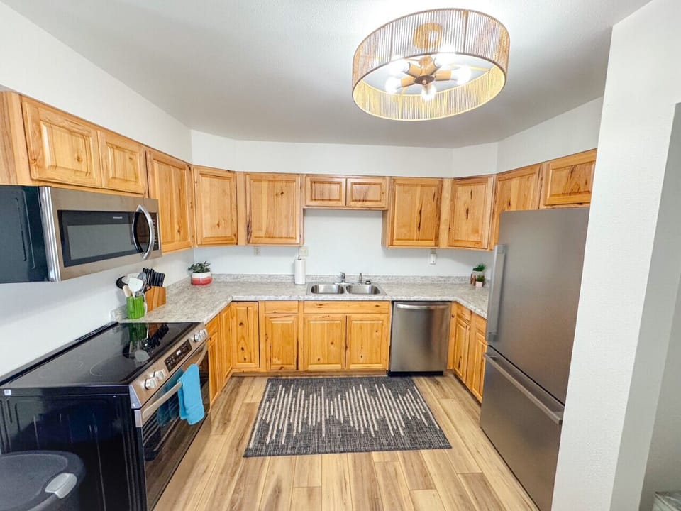 Full kitchen with everything you need to cook a meal and new appliances!