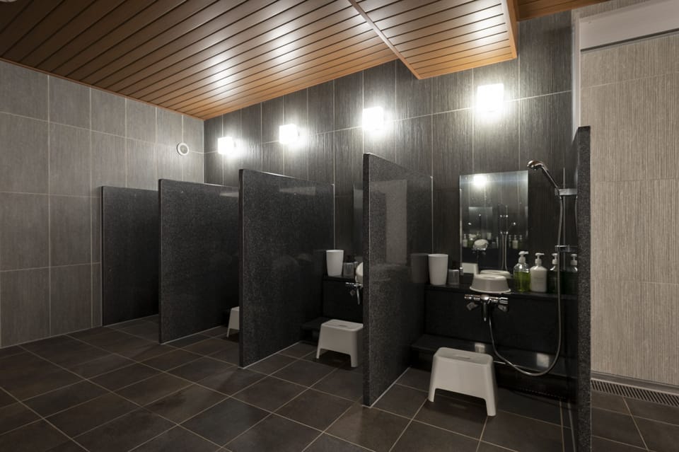 Shower, free toiletries, hair dryer, bathrobes