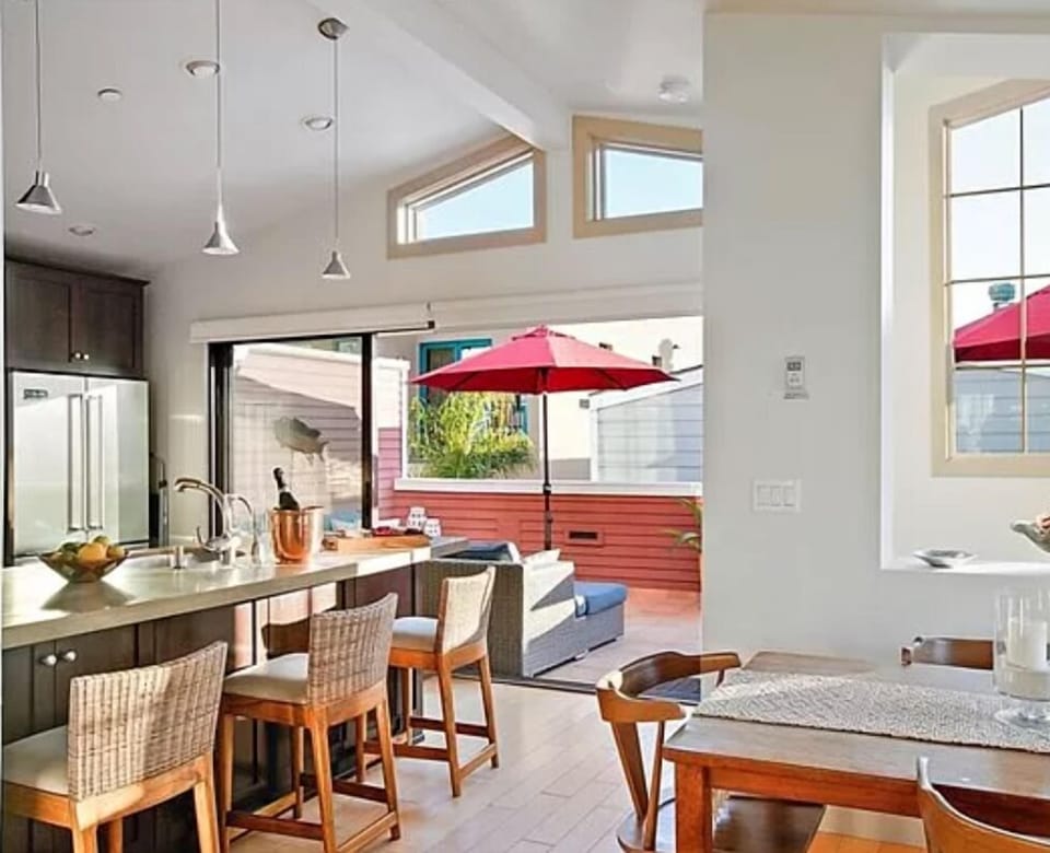 Enjoy your morning coffee on the large private deck just off the kitchen on the  main floor.