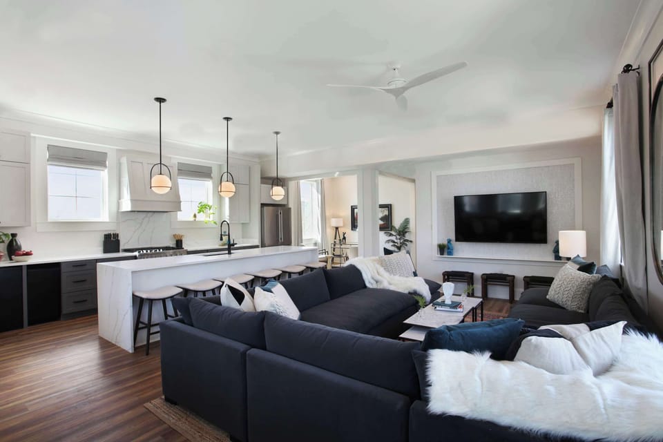 Open Concept Living Room | XL Flat Screen TV | Second Floor