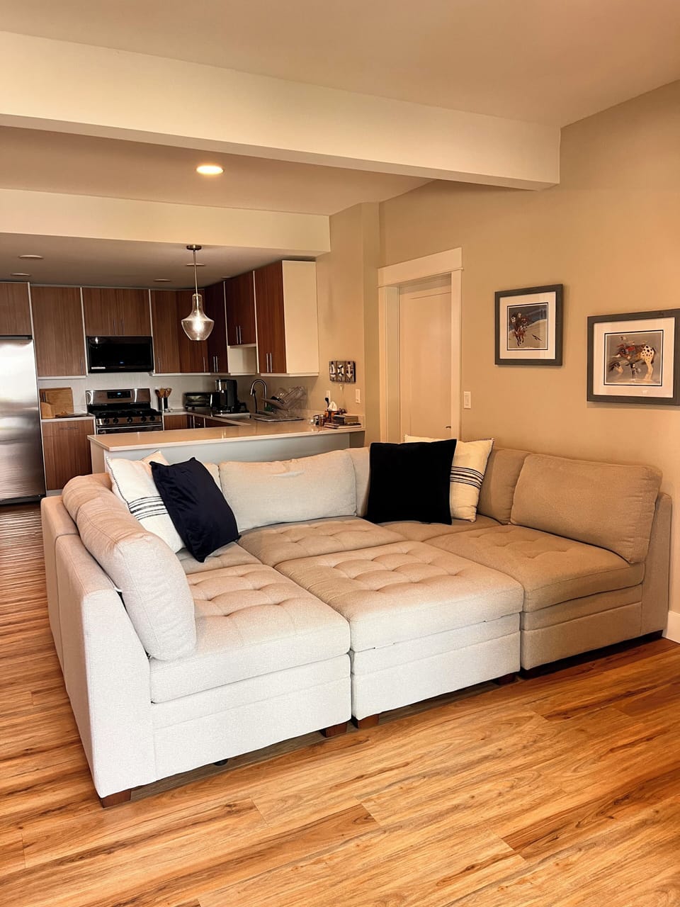 Sectional Sofa can be pushed together for additonal sleeping.