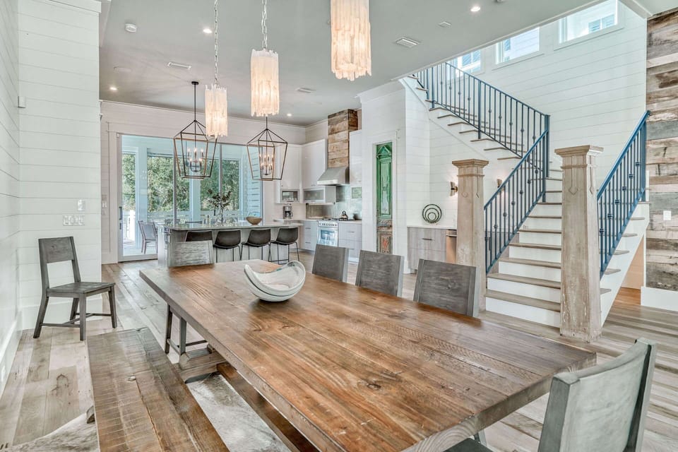 Dining table with seating for 8