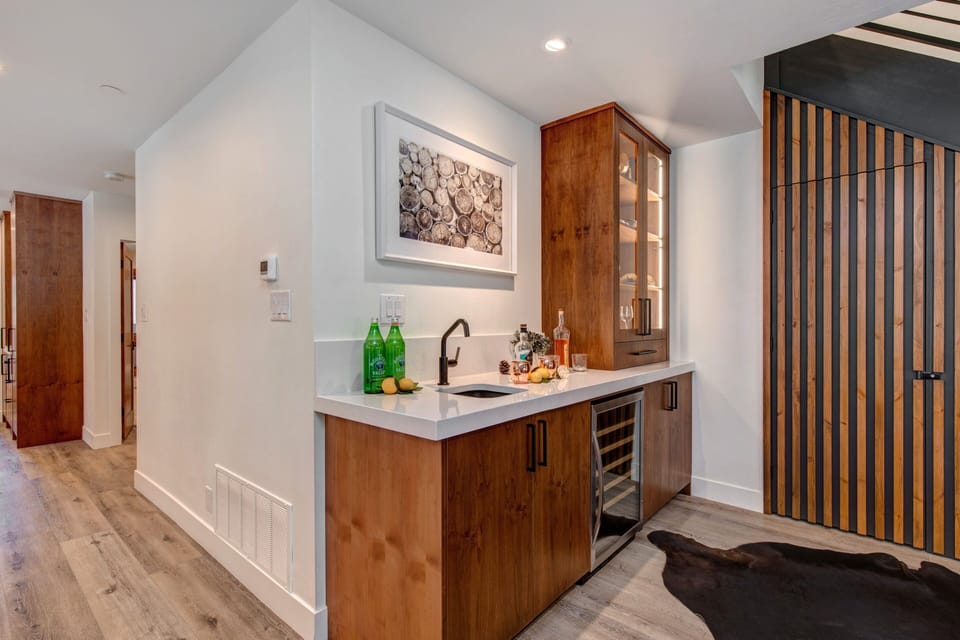 New wet bar and beverage fridge