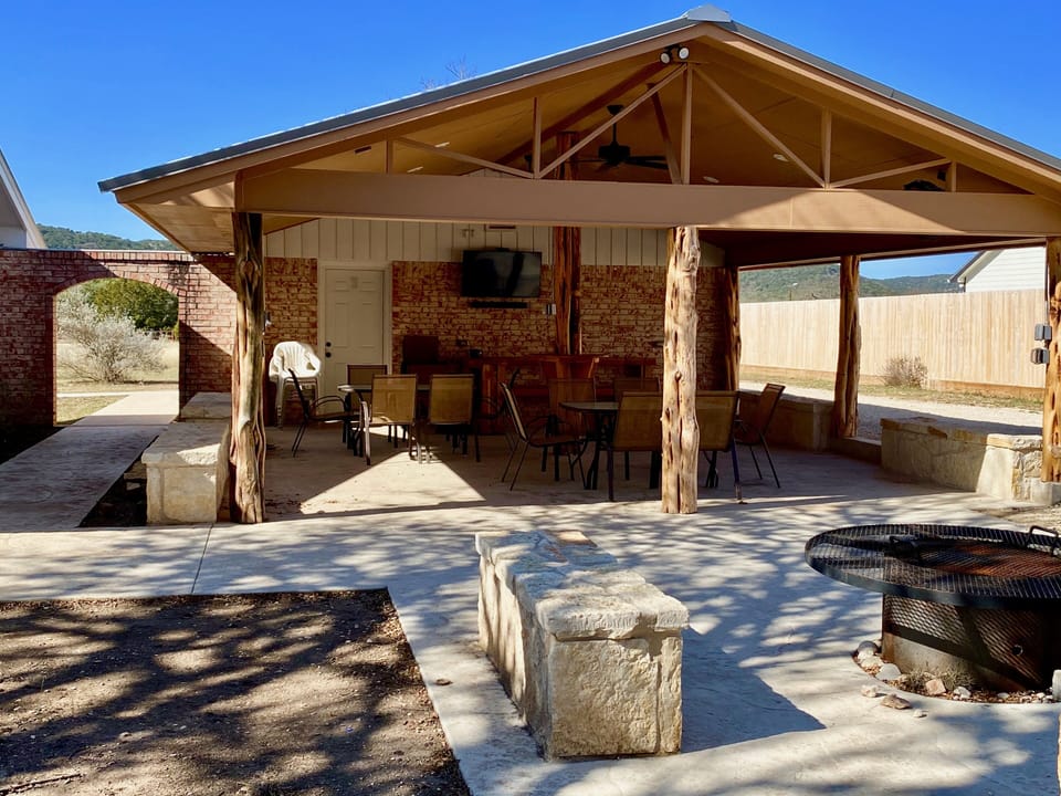 NORTH STAR - Rock Seating by the fire pit and on both sides of the Cabana.