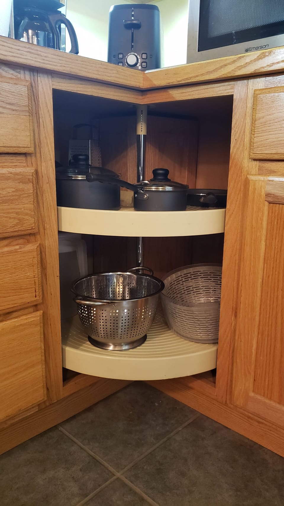 Fully stocked kitchen.