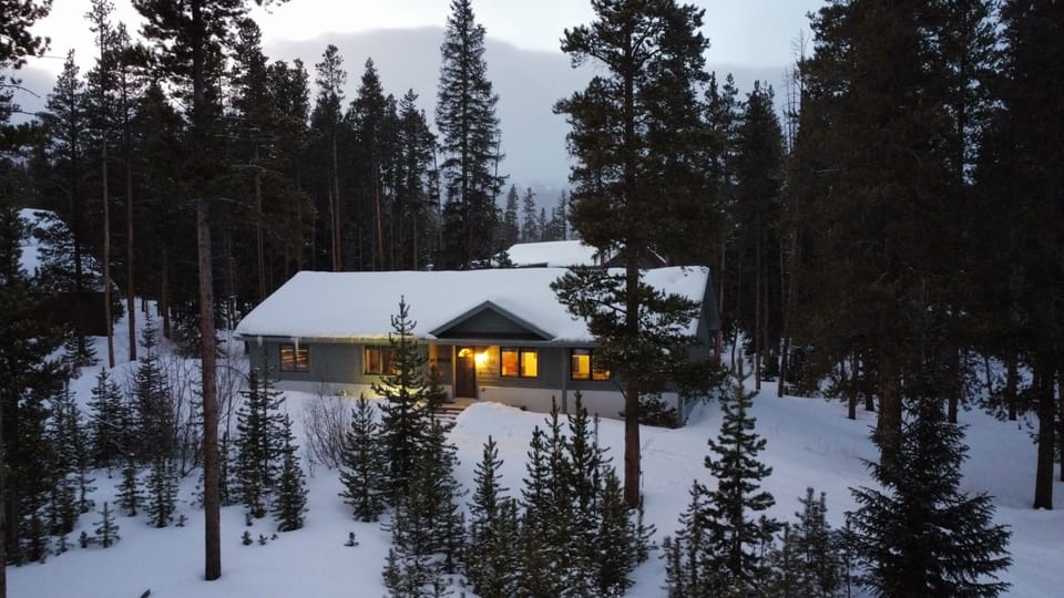 Front yard view of Peak 7 Shadows in Winter