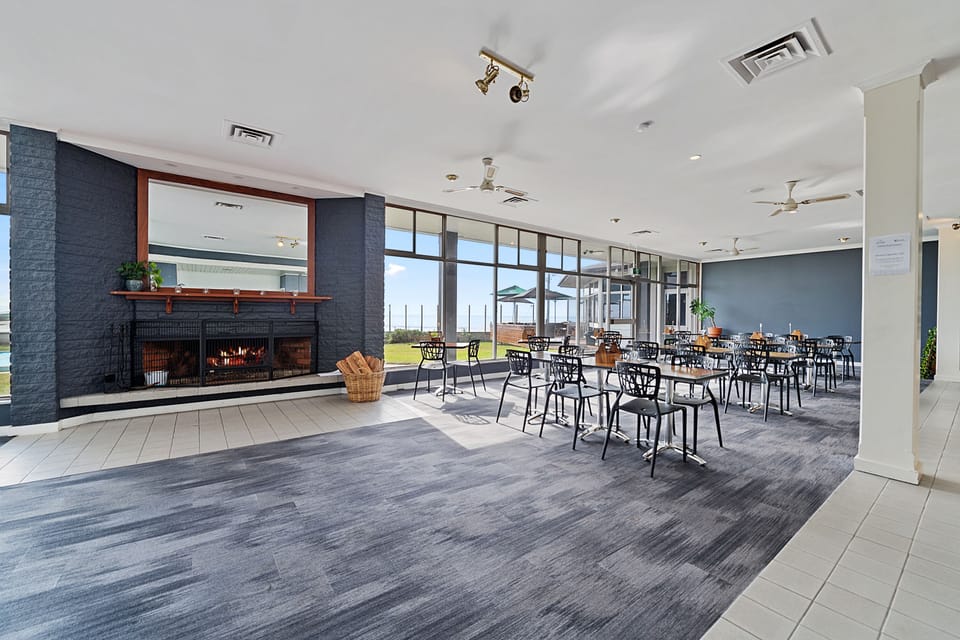 Dinner served, pool views 