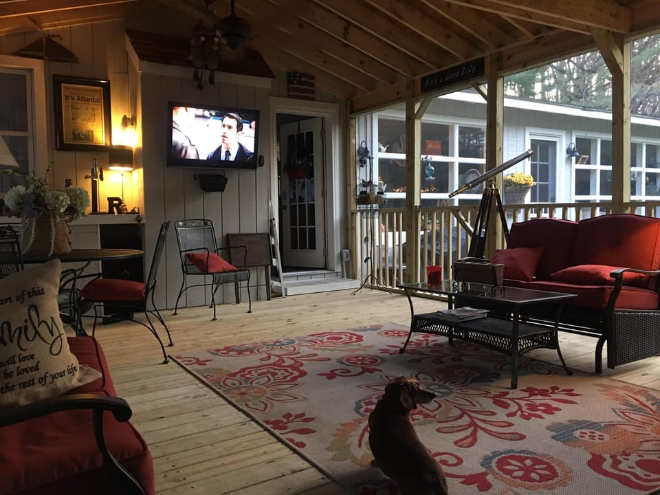 Watch your favorite sports and enjoy a fire