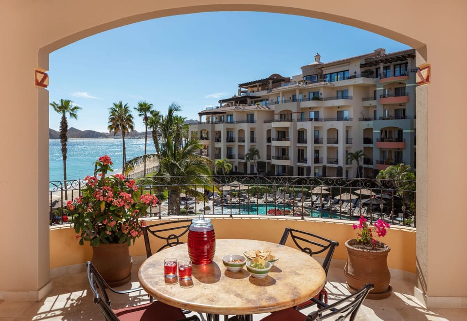 Appetizers on the large, wrap around balcony