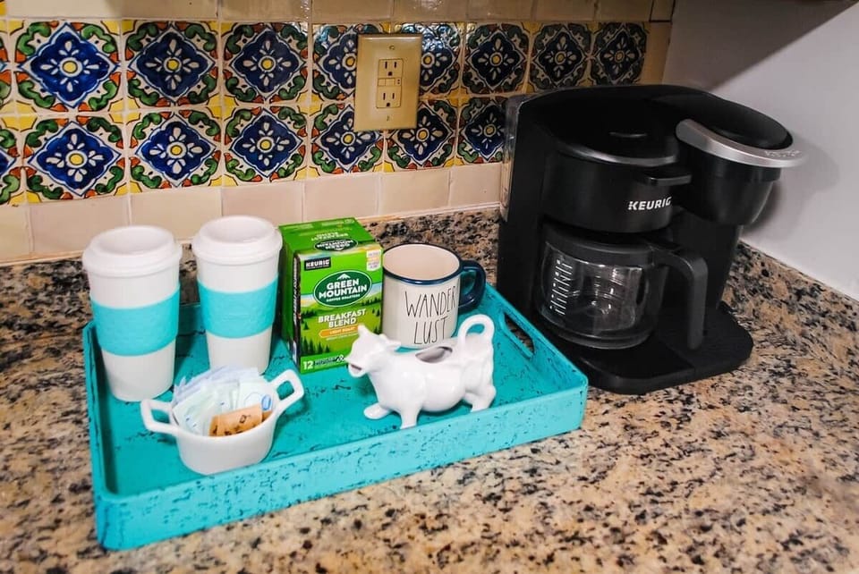 Coffee is our friend. While we offer some pods & filters, you are welcome to bring your gourmet grounds and make a whole pot! 