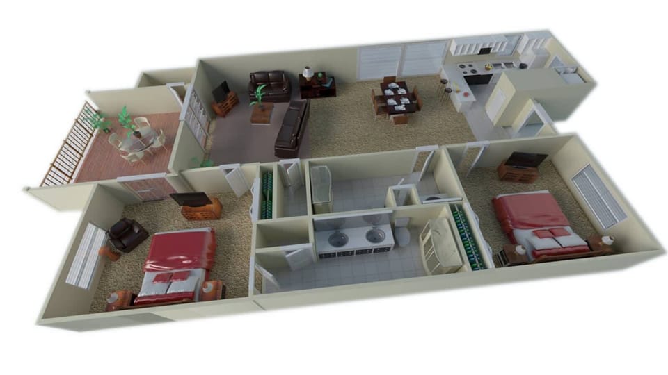3D floor plan layout.