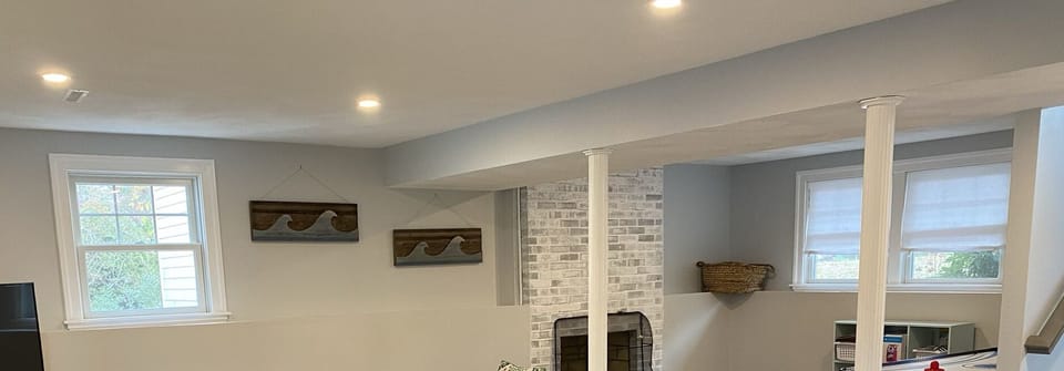 Downstairs living room and play space. 