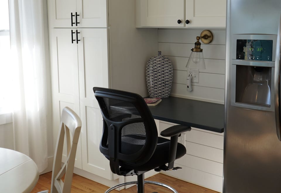 Catch up on work with a desk and USB ports
