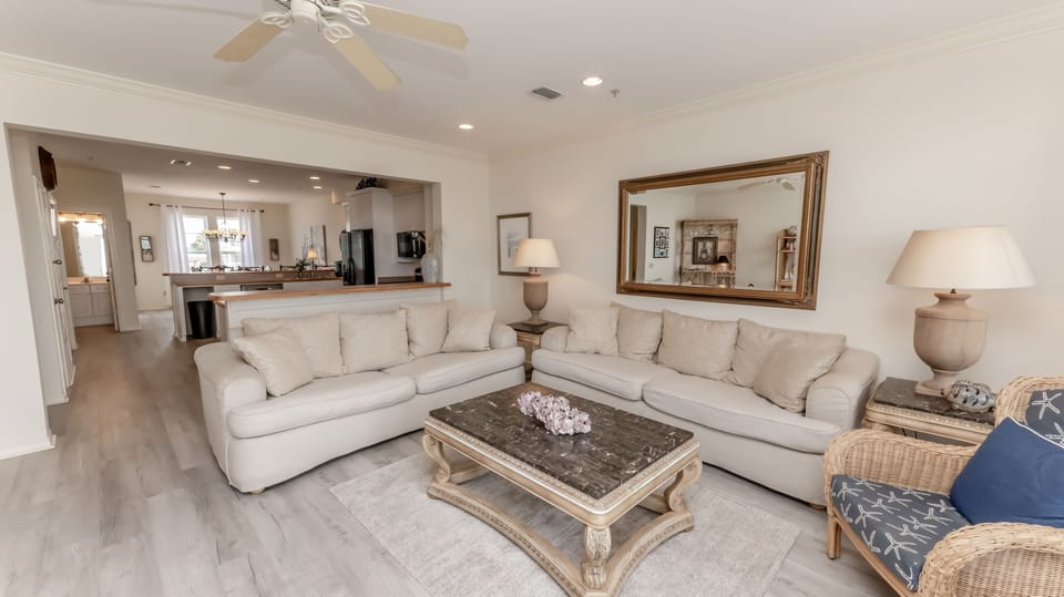 LR leads to kitchen and Dining Room