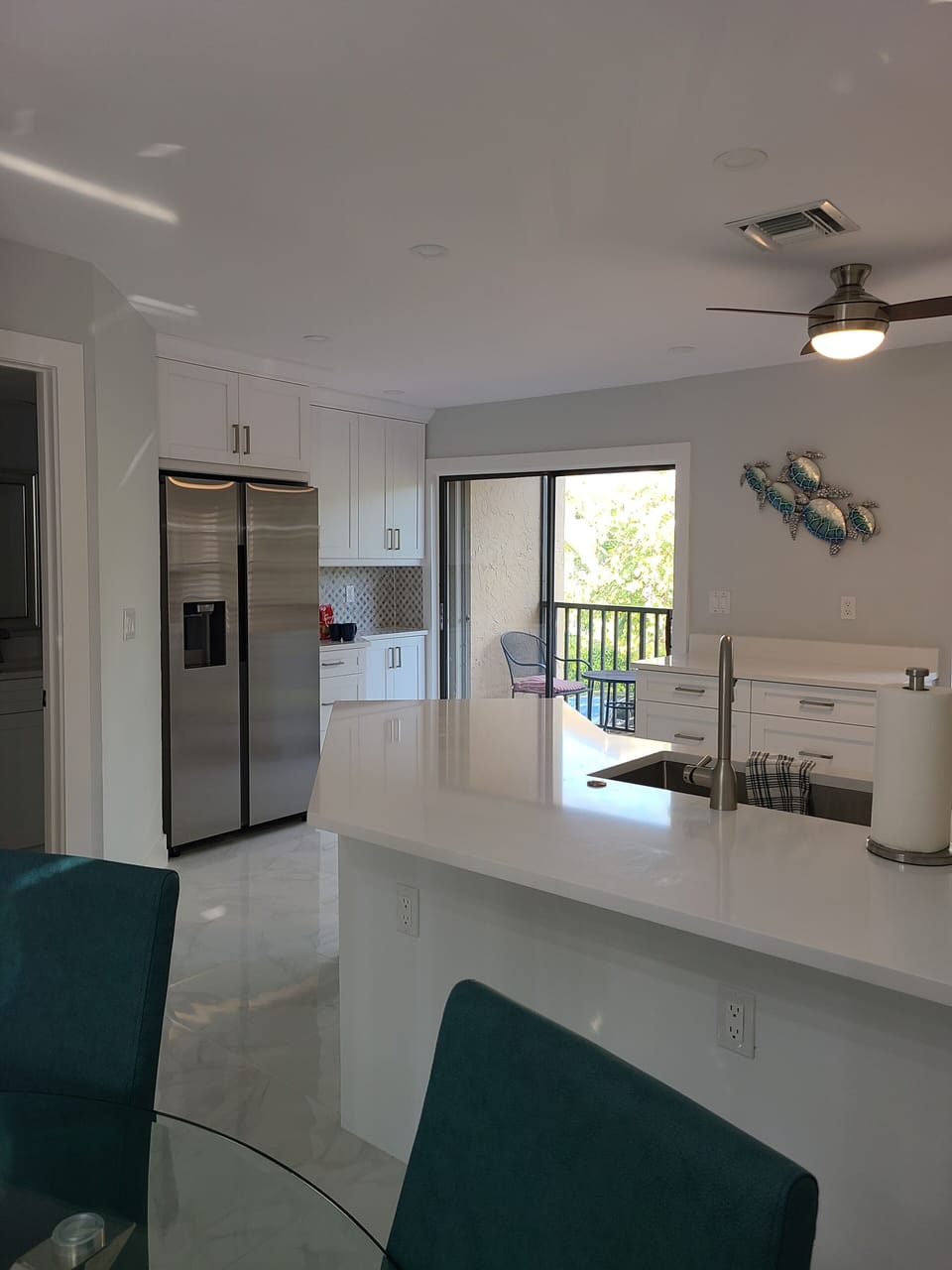 view of kitchen and lanai entrance