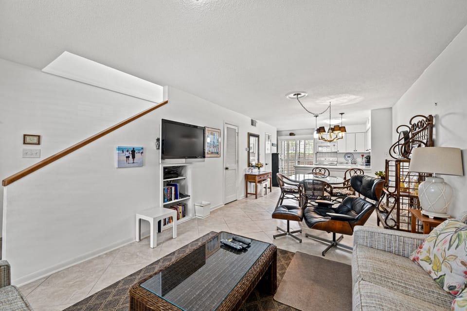 An open floor plan provides plenty of room to gather the whole family together.