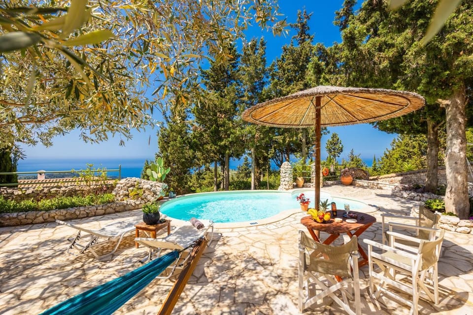 Private pool and terrace with sea views