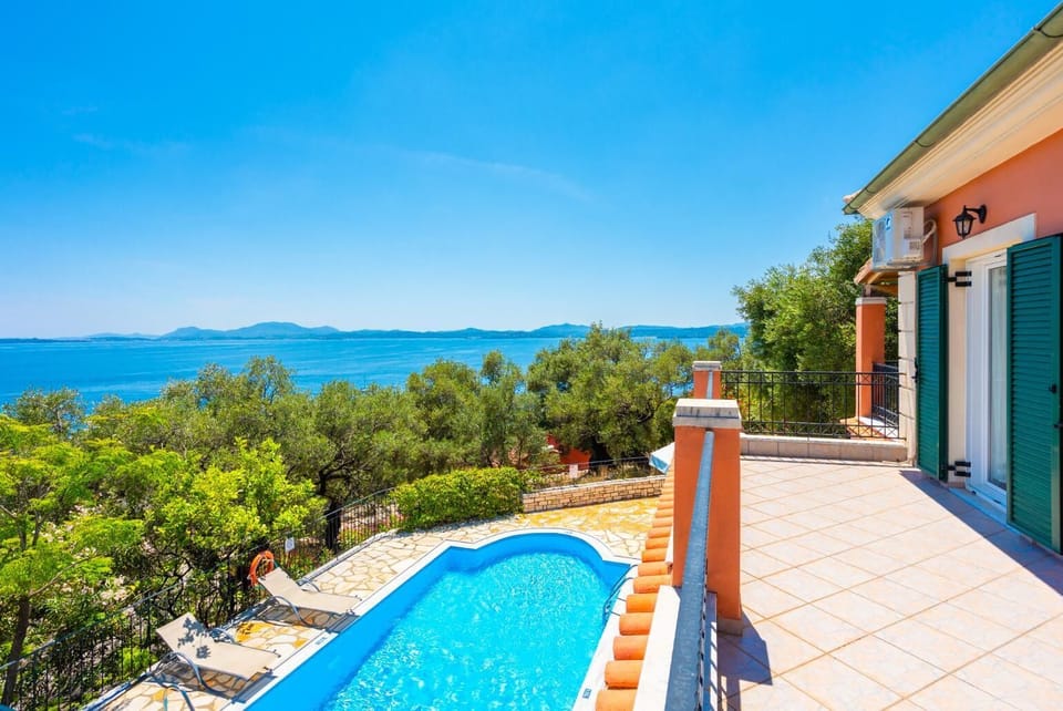 Private pool and terrace with sea views
